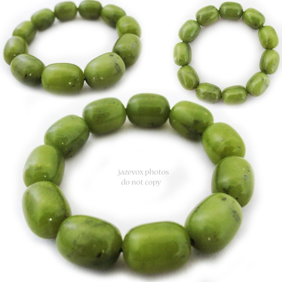 NEW Bangle Bracelet Natural Stone Jade Green Beads